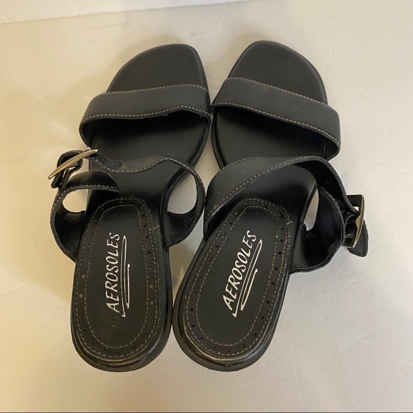 Aerosole 2” inch heel black sandals size 6 - Picture 4 of 8